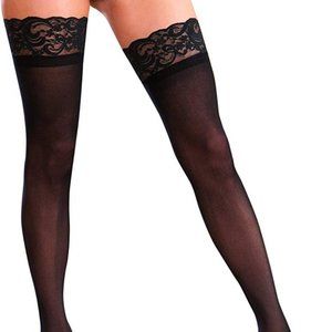Dreamgirl Women's Plus Size Sheer Thigh High Socks, Black, One Size Queen